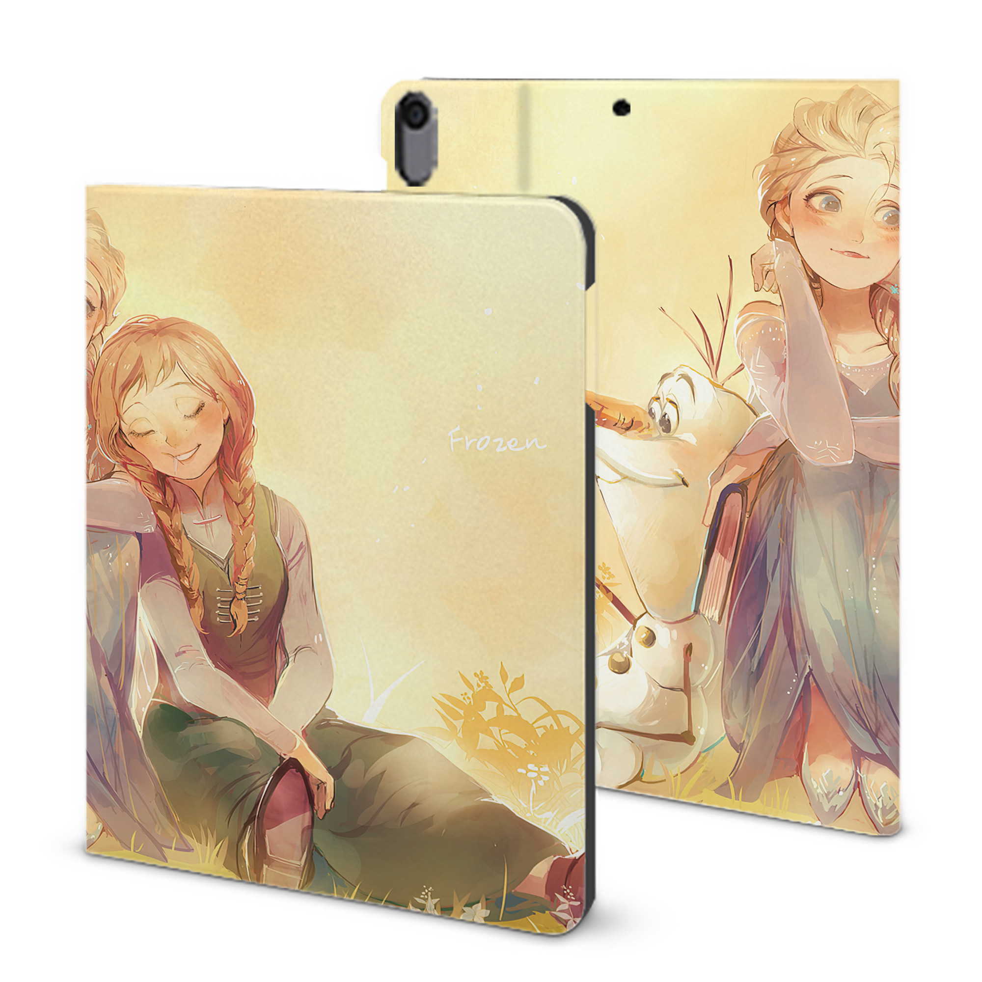 （画像用） アナと雪の女王 アンナ エルサ Frozen Anna Elsa IPad ケース ブック型 PUレザー TPU 耐衝撃 軽量 薄型 ペン収納なし 全面保護 IPad 各モデル対応